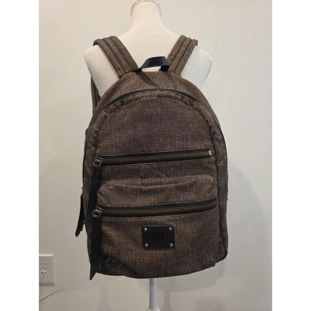FRYE‎ Ivy Nylon Backpack Brown Black Grunge Distressed Travel